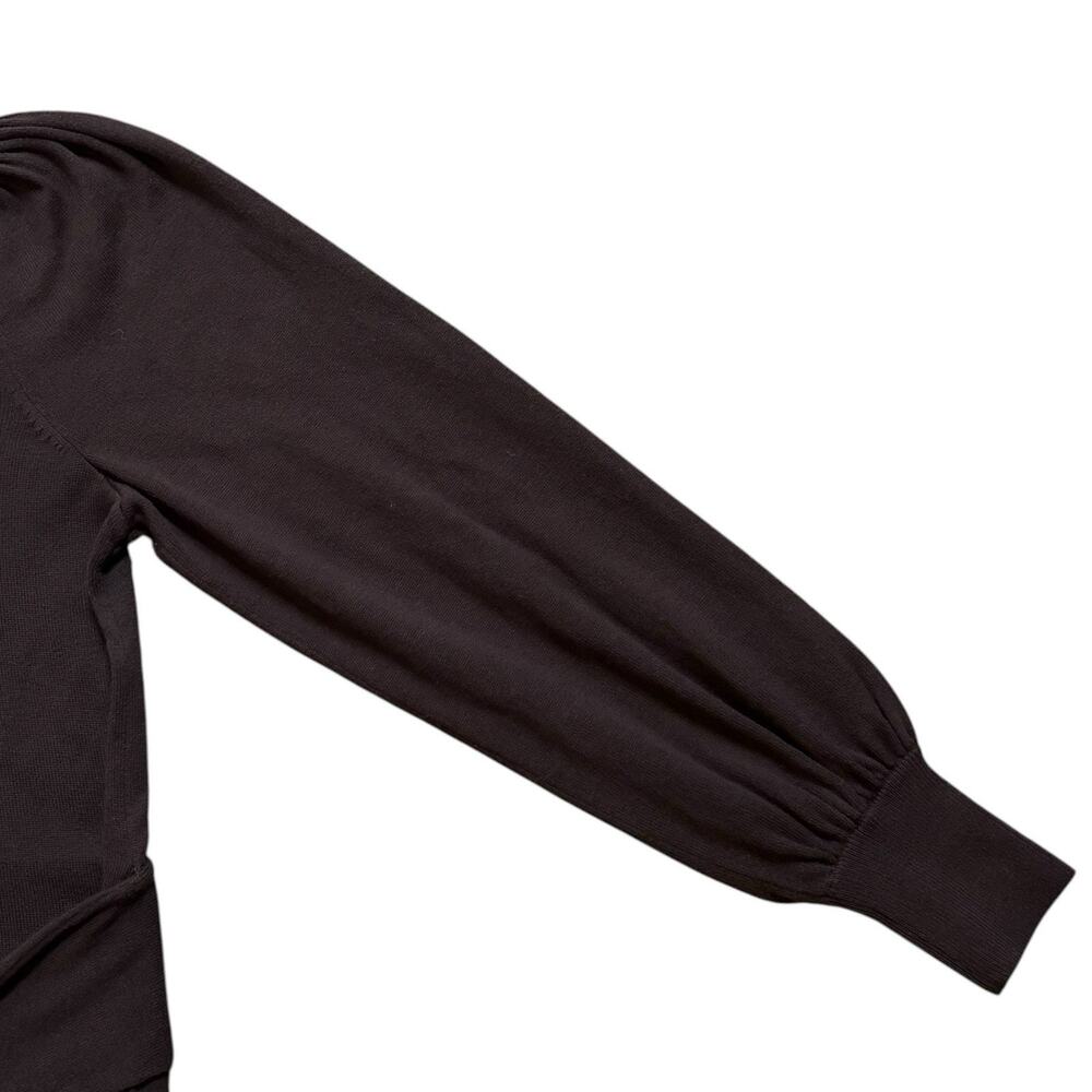 Lauren Ralph Lauren Brown Puff Sleeve Belted Crew Neck Sweater Brown Slim Medium - Picture 4 of 7